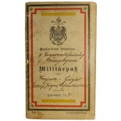 Libro de pagas de la marina imperial alemana. Militärpaß
